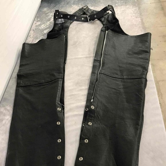 USA Bikers Dream Apparel - Chaps, Motorcycle, Leather, Black, Large - Picture 3 of 5